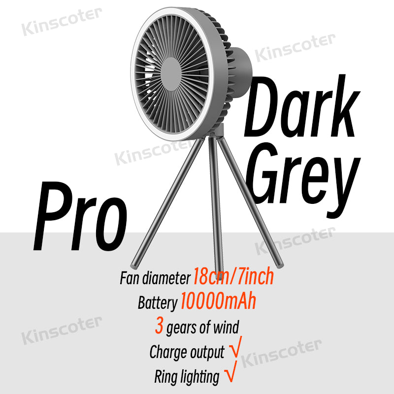 VersaBreeze™: Multi-Functional Fan with Power Bank, LED Lighting, and Tripod